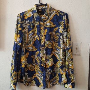 Banana Republic blue/yellow blouse